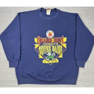 Vintage Notre Dame Sweatshirt Mens XL Orange Bowl 1990 Nutmeg Crewneck USA 90s